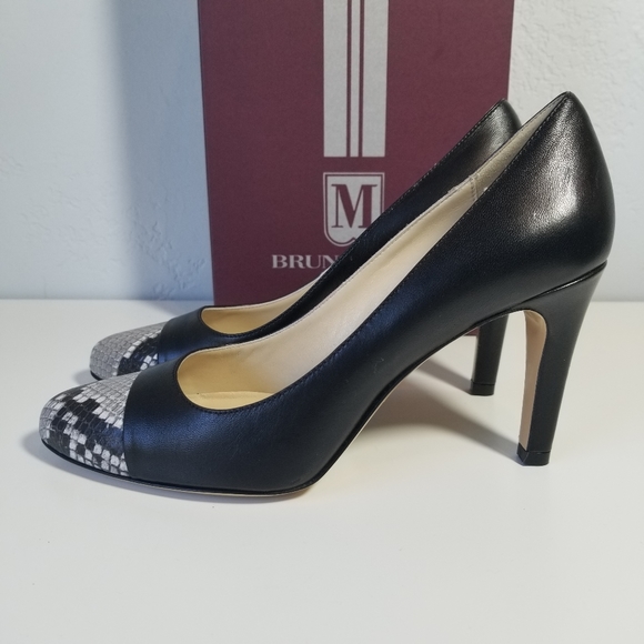 Bruno Magli Rita Cap Toe Phyton Printed Pump Heel - Picture 3 of 8